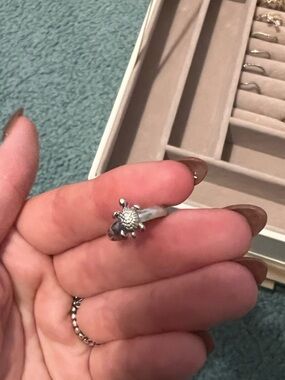 Silver Sea Turtle Ring - Silver Turtle Accent